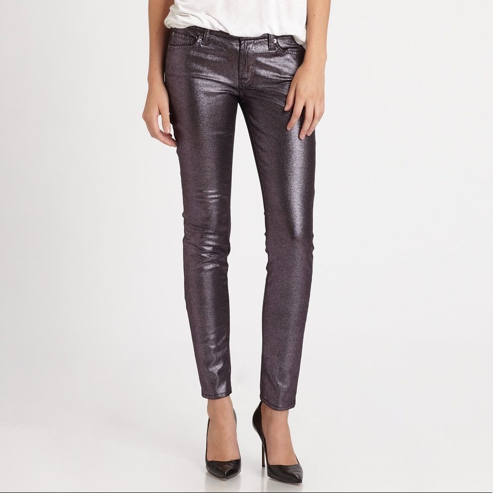 7 FOR ALL MANKIND Rare Rose Metallic Jeans W24